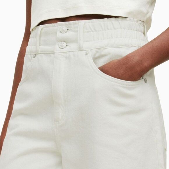 NEW All Saints AllSaints White Hailey High Rise Cropped Wide Leg Jeans Size 27 - Picture 3 of 10